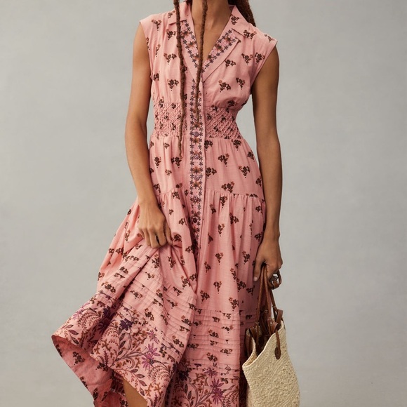 Anthropologie Printed Buttondown Drop-Waist Dress - Picture 1 of 5